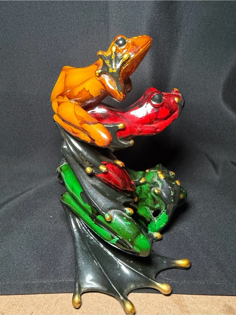 Trio Wise Frogs Hear No Evil Speak No Evil See No Evil Totem Style 7.75